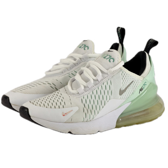 Nike Air Max 270 White Green Women Size 7 Low Top Lace Up Running Walking Gym - Picture 2 of 11